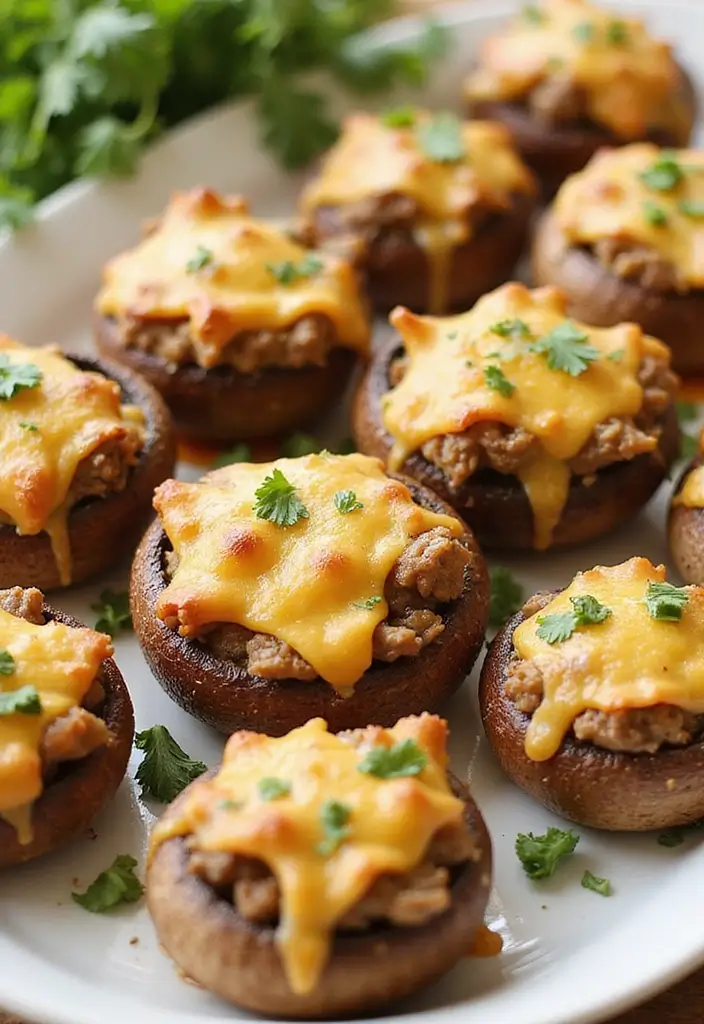 27 Steak Appetizer Recipes That Impress Instantly - 12. Beef & Cheese Stuffed Mushrooms