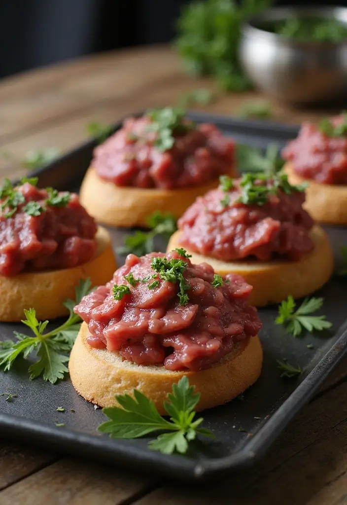 27 Steak Appetizer Recipes That Impress Instantly - 4. Steak Tartare on Crostini
