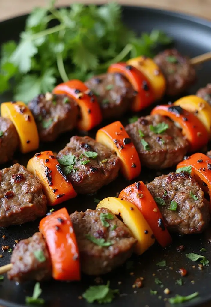 27 Steak Appetizer Recipes That Impress Instantly - 6. Steak and Pepper Skewers