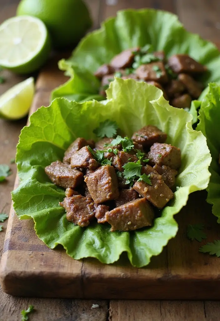 27 Steak Appetizer Recipes That Impress Instantly - 9. Garlic Herb Steak Lettuce Wraps