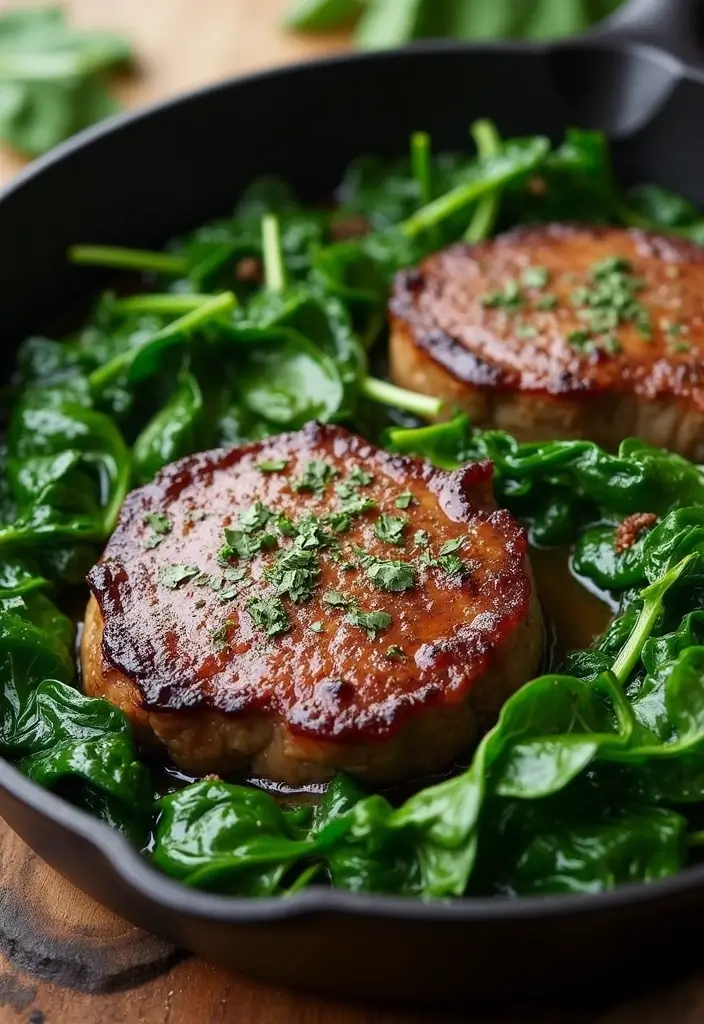 27 Steak Skillet Recipes for Quick Gourmet Dinners - 12. Steak and Spinach Skillet