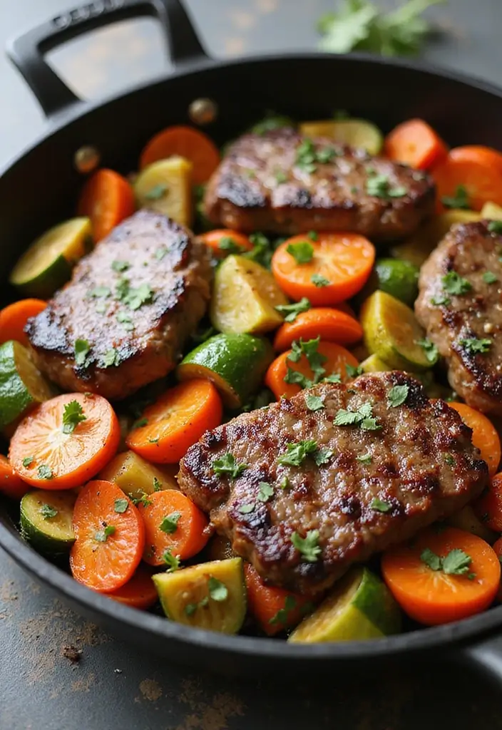 27 Steak Skillet Recipes for Quick Gourmet Dinners - 24. Steak with Vegetable Medley