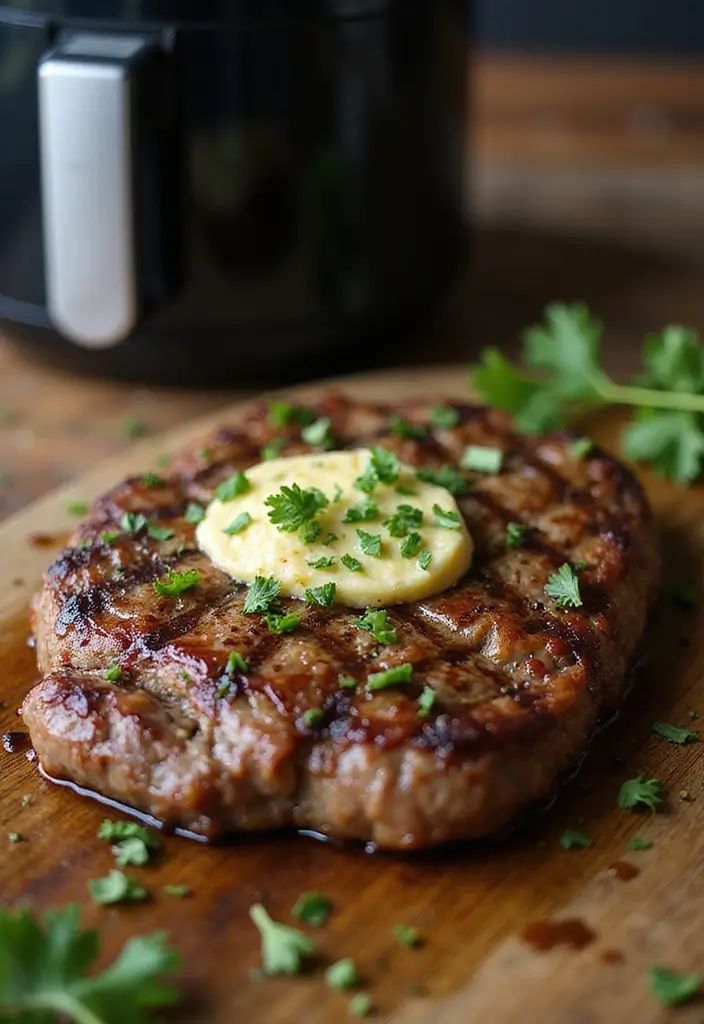 28 Air Fryer Steak Recipes for Easy Gourmet Meals - 2. Garlic Butter Air Fryer Flank Steak