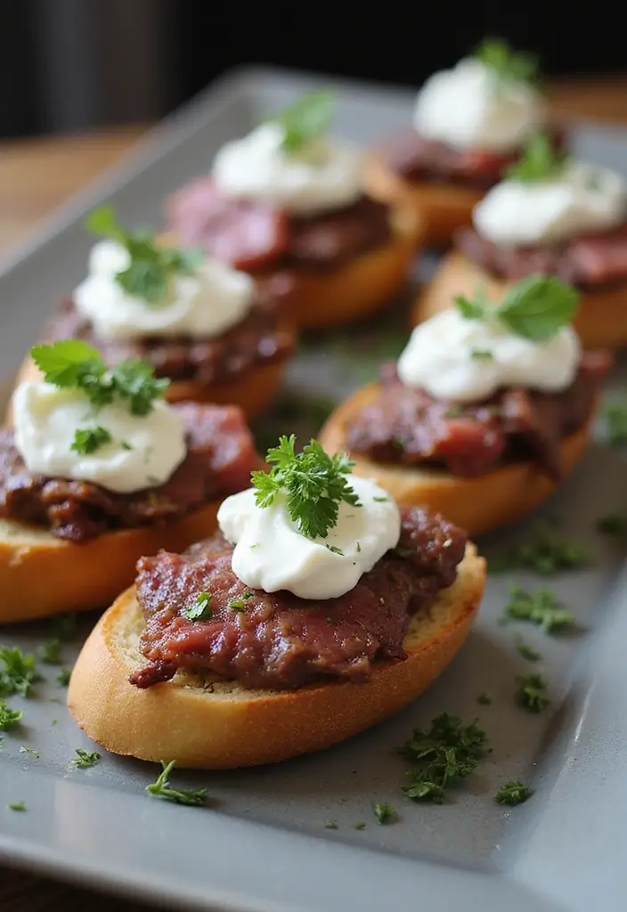 28 Beef Appetizer Recipes That Impress Every Guest - 5. Beef Crostini with Horseradish Cream