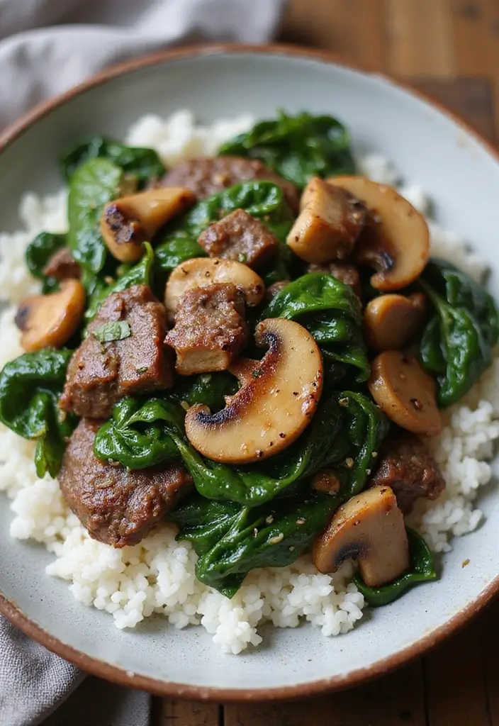 28 Beef Stir-Fry Recipes Packed with Bold Flavors - 15. Beef Stir-Fry with Spinach and Mushrooms