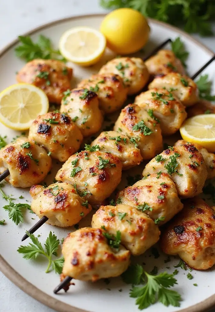 28 Chicken Meal Prep Recipes for the Whole Week - 26. Garlic Lemon Chicken Skewers