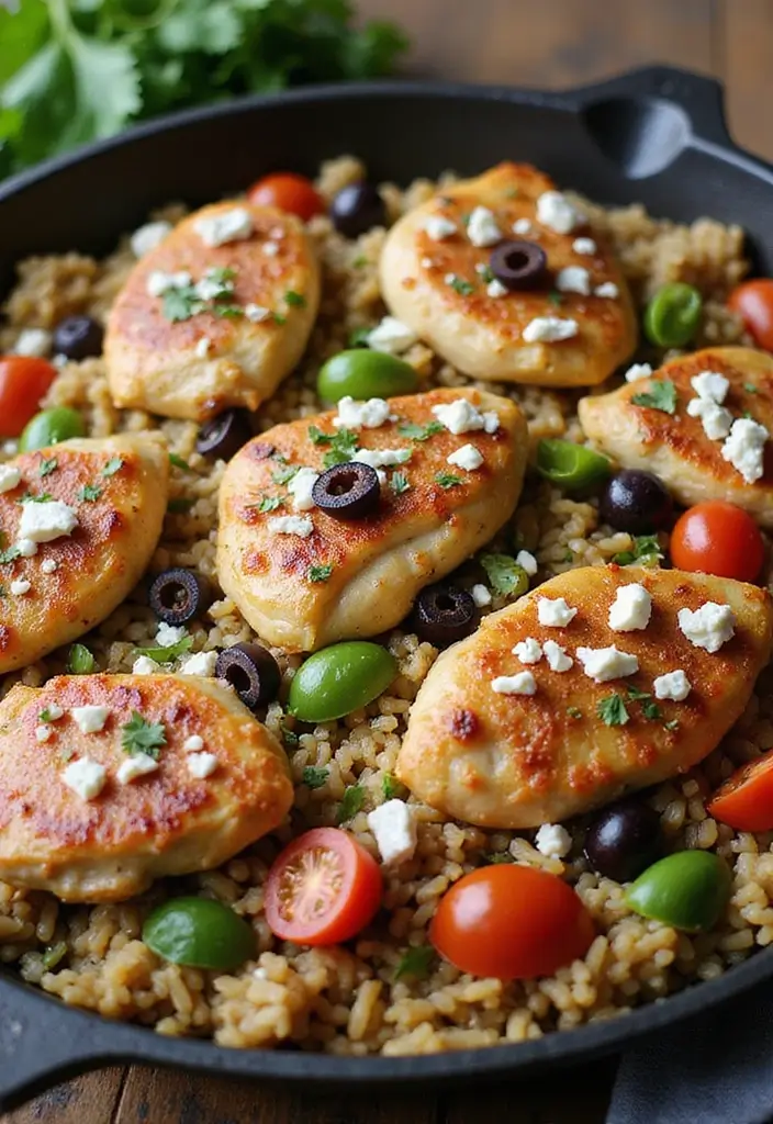 28 Chicken Rice Recipes for Simple Weeknight Meals - 17. Mediterranean Chicken and Rice Skillet