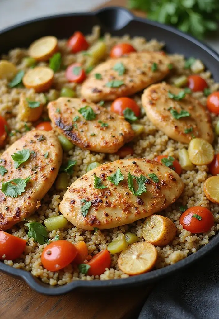 28 Chicken Skillet Recipes for Quick Family Meals - 18. Chicken and Quinoa Skillet