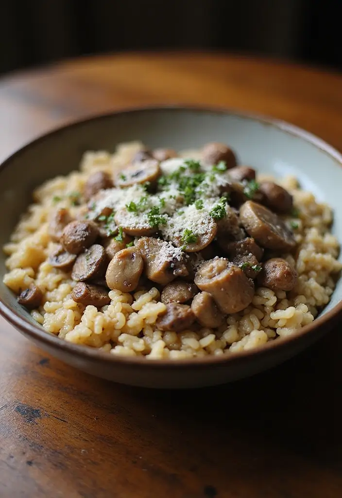 28 Easy Ground Pork Recipes to Try This Week - 23. Ground Pork and Mushroom Risotto