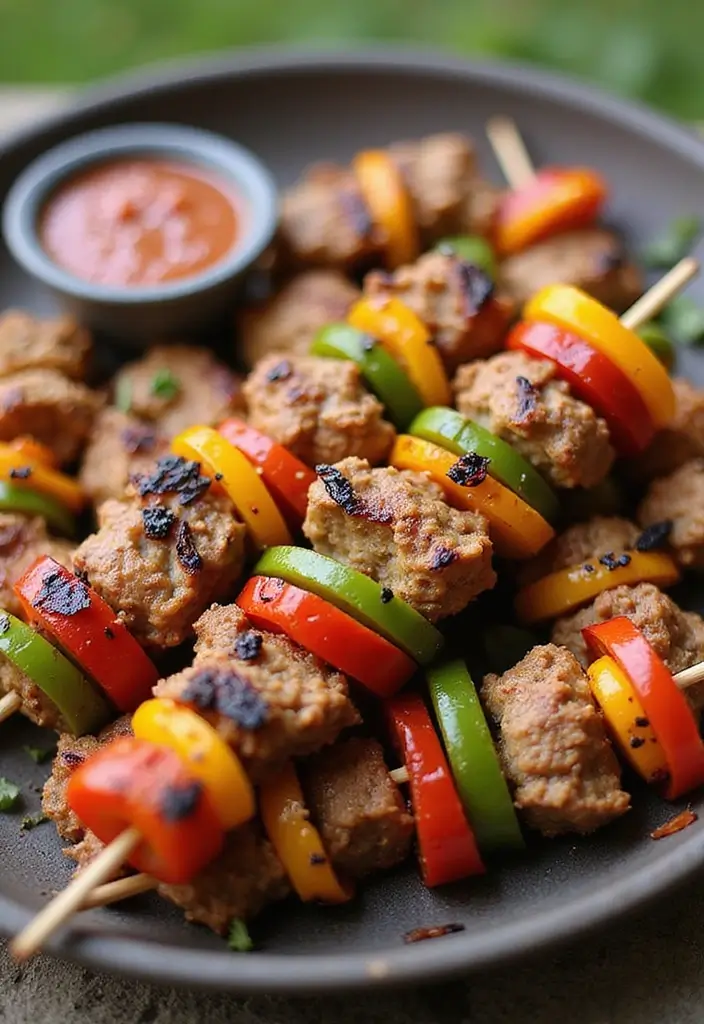 28 Easy Ground Pork Recipes to Try This Week - 26. Ground Pork and Peppers Skewers