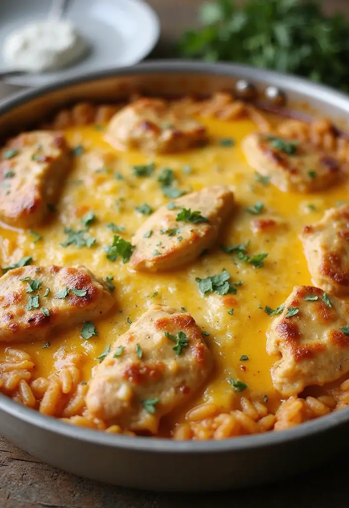 28 Easy Meat Dinner Recipes for Everyday Cooking - 19. Cheesy Chicken and Rice Casserole
