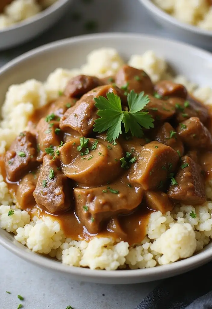 28 Healthy Beef Recipes That Don’t Compromise on Taste - 11. Beef Stroganoff with Cauliflower Rice