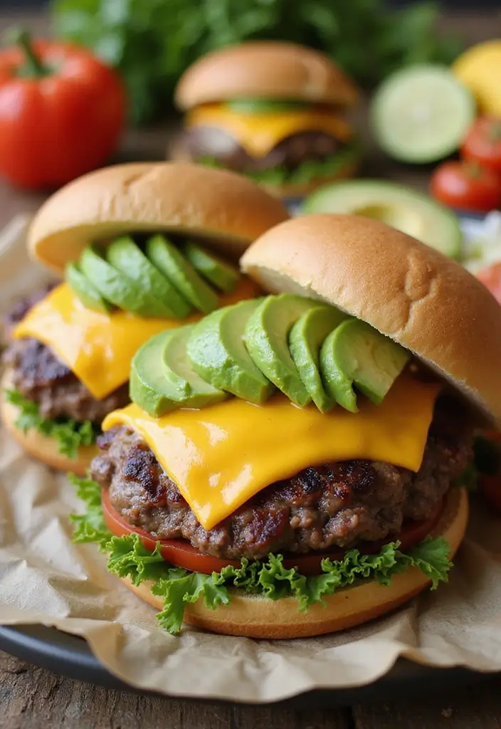 28 Healthy Beef Recipes That Don’t Compromise on Taste - 22. Beef Cheeseburgers with Avocado