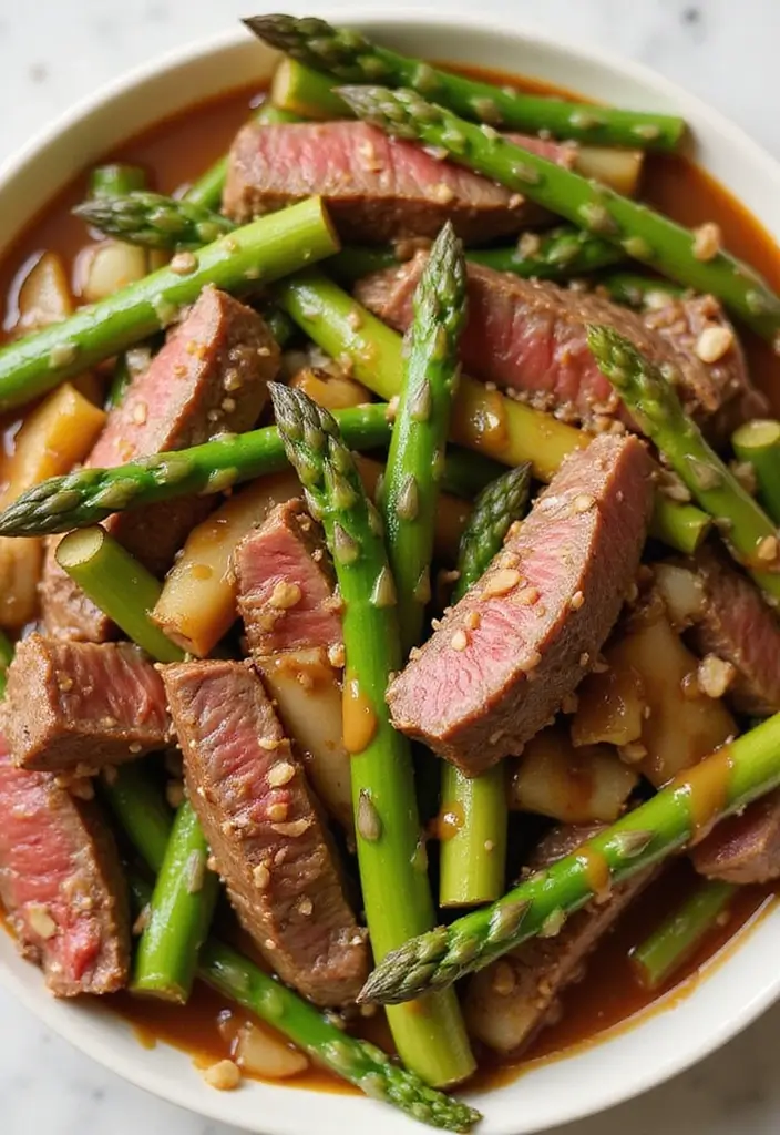 28 Healthy Steak Recipes Under 500 Calories - 16. Steak and Asparagus Stir-Fry