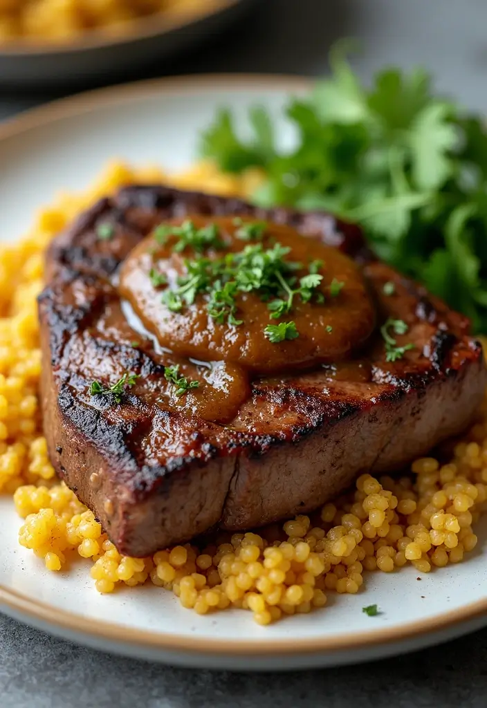 28 Healthy Steak Recipes Under 500 Calories - 18. Grilled Steak with Chimichurri Quinoa