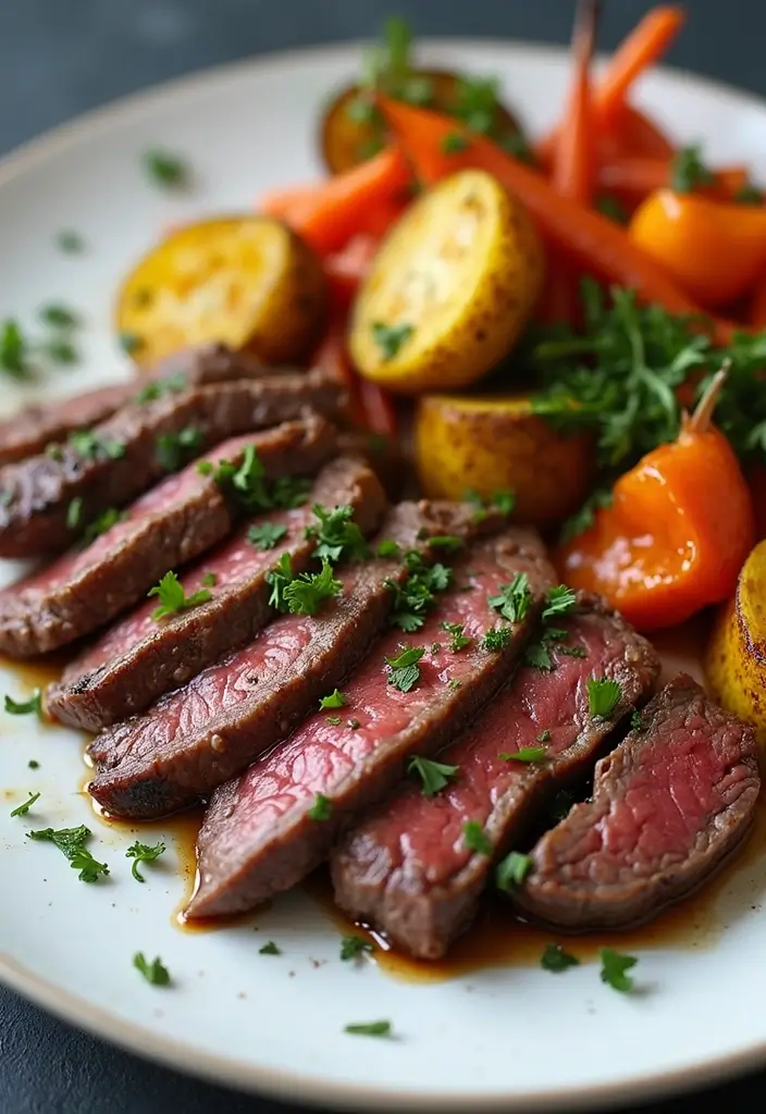 28 Healthy Steak Recipes Under 500 Calories - 22. Sirloin Steak with Roasted Veggies