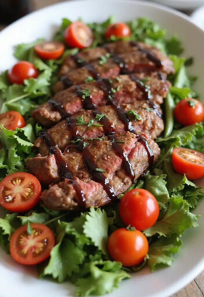 28 Healthy Steak Recipes Under 500 Calories - 5. Balsamic Glazed Steak Salad