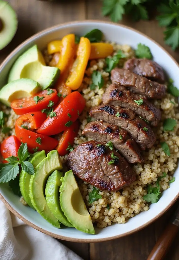 28 Healthy Steak Recipes Under 500 Calories - 6. Steak and Quinoa Bowls