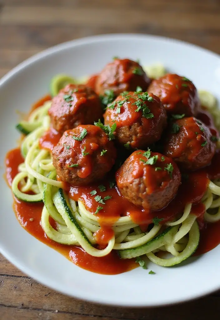 28 Low-Carb Beef Recipes for a Balanced Diet - 13. Beef Meatballs with Zucchini Noodles