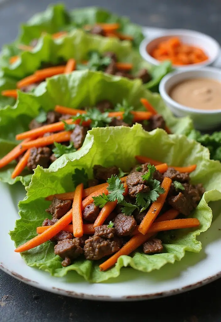 28 Low-Carb Beef Recipes for a Balanced Diet - 14. Asian Beef Lettuce Wraps
