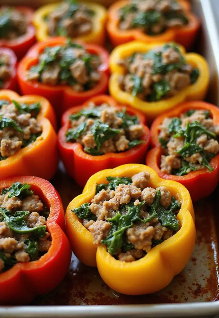 28 Low-Carb Beef Recipes for a Balanced Diet - 7. Beef and Spinach Stuffed Peppers