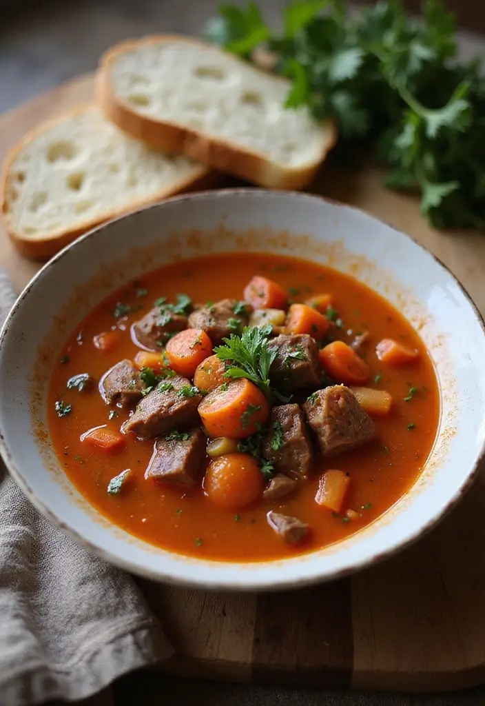 28 Meat Soup Recipes That Warm You Up - 27. Tomato and Beef Soup