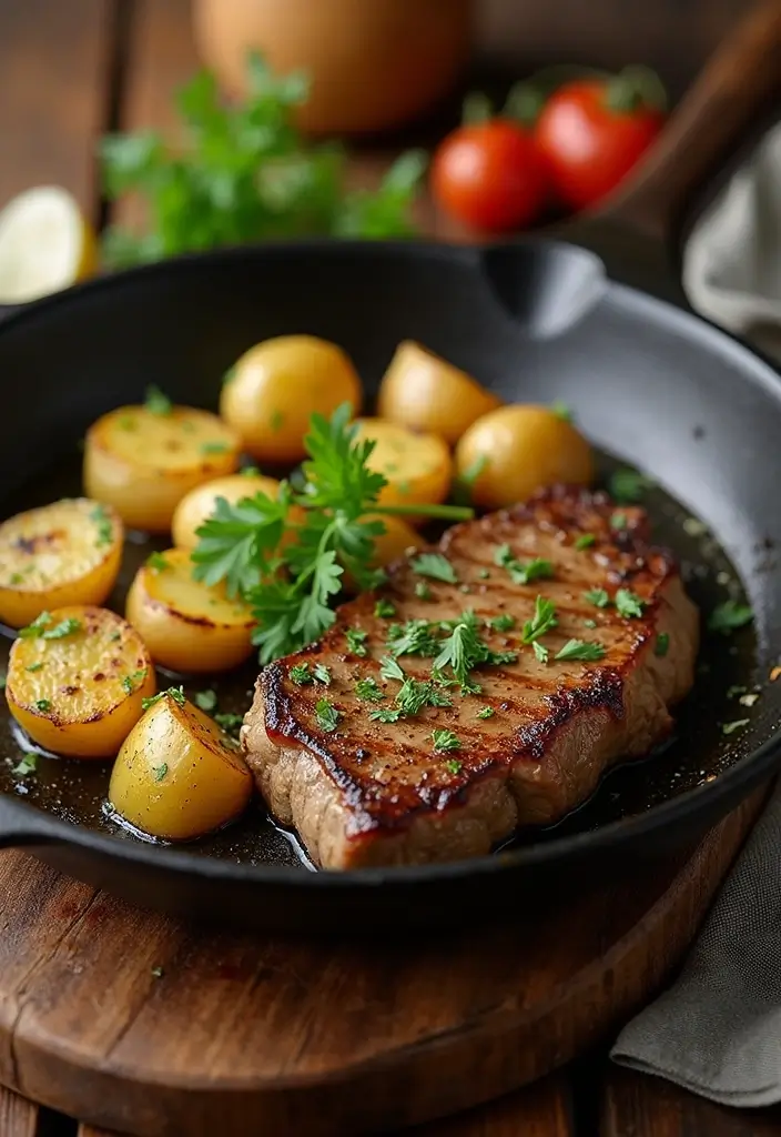 28 Meat and Potato Recipes That Satisfy Every Craving - 11. Garlic Butter Steak and Potatoes