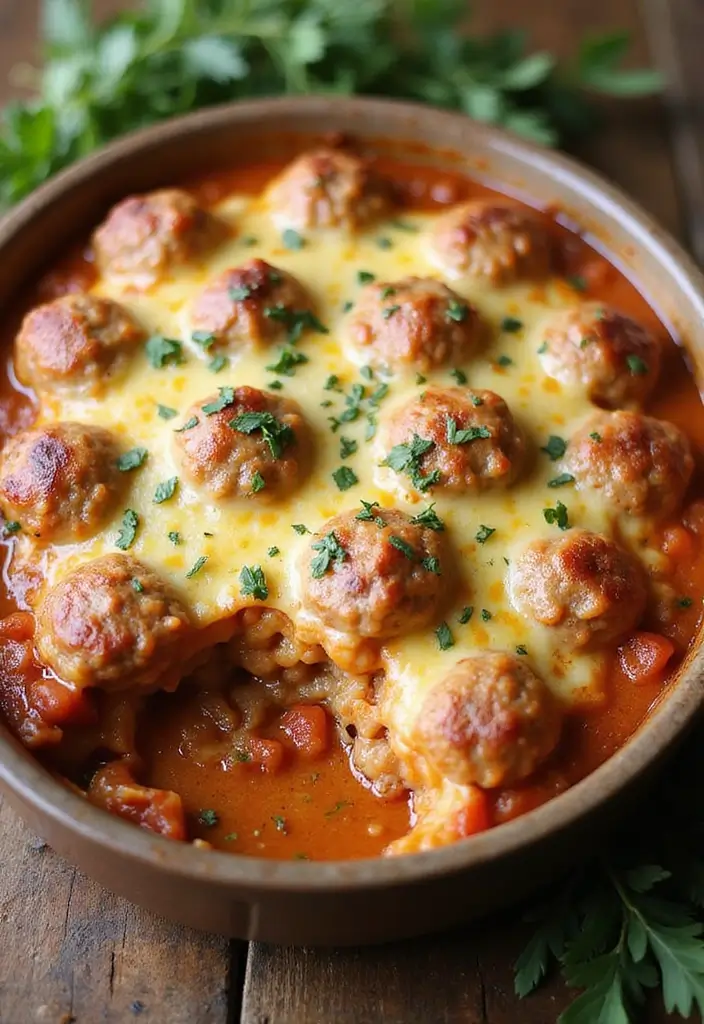 28 Meat and Potato Recipes That Satisfy Every Craving - 13. Cheesy Potato and Meatball Casserole