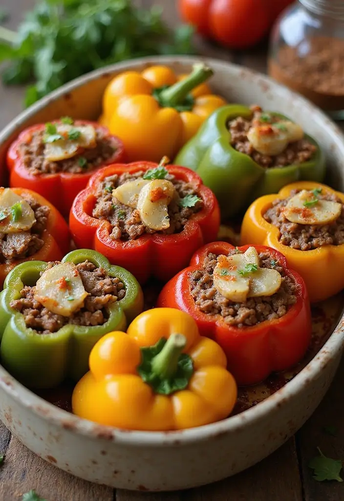 28 Meat and Potato Recipes That Satisfy Every Craving - 15. Potato and Beef Stuffed Peppers
