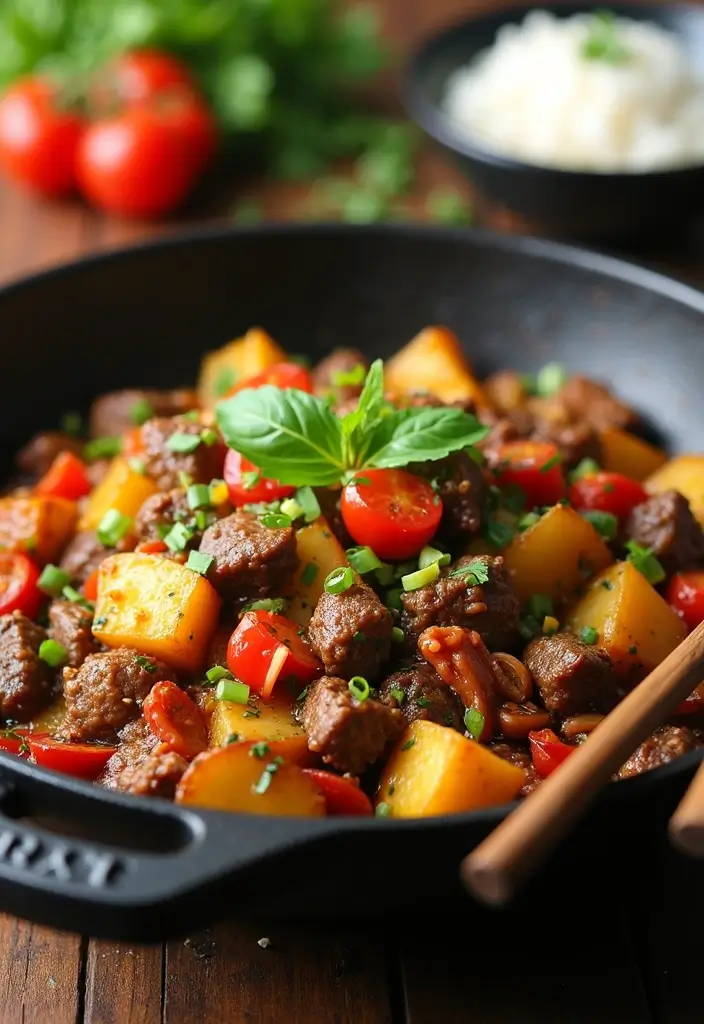 28 Meat and Potato Recipes That Satisfy Every Craving - 21. Beef and Potato Stir-Fry