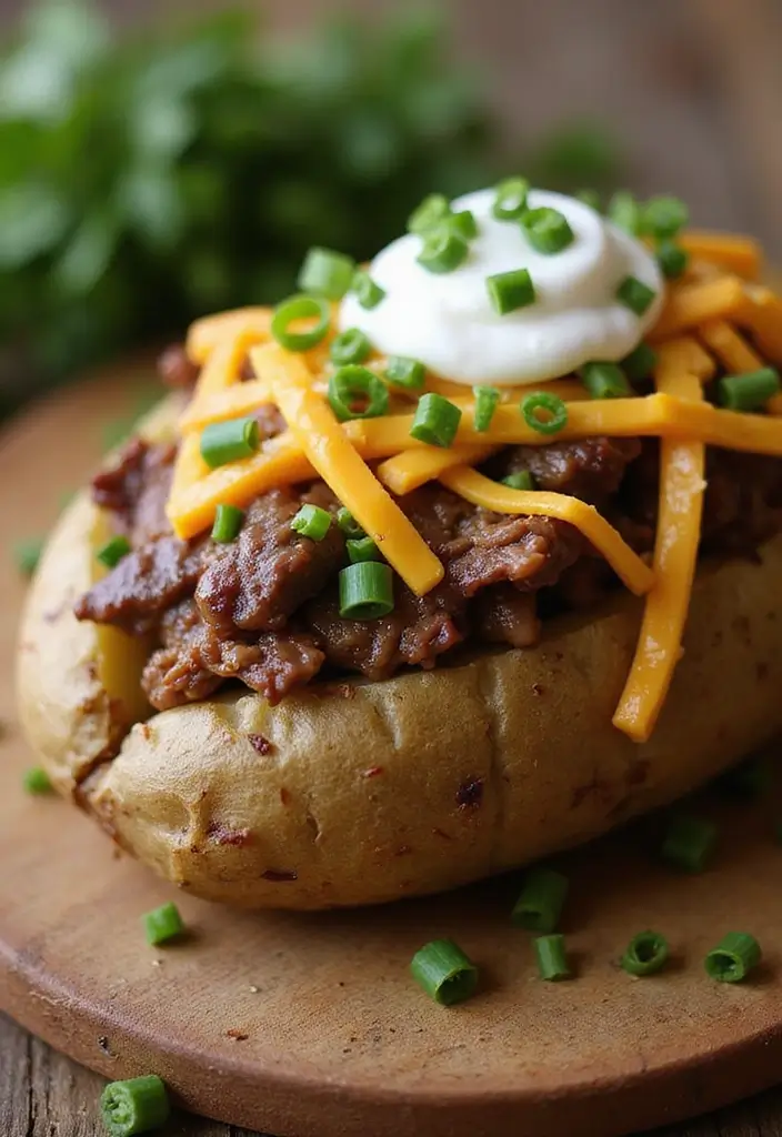 28 Meat and Potato Recipes That Satisfy Every Craving - 4. Loaded Baked Potatoes with Chopped Steak