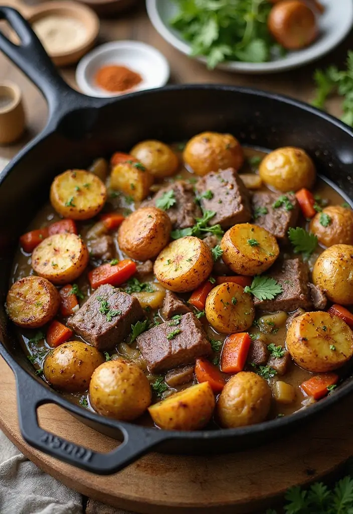 28 Meat and Potato Recipes That Satisfy Every Craving - 5. Beef and Potato Skillet