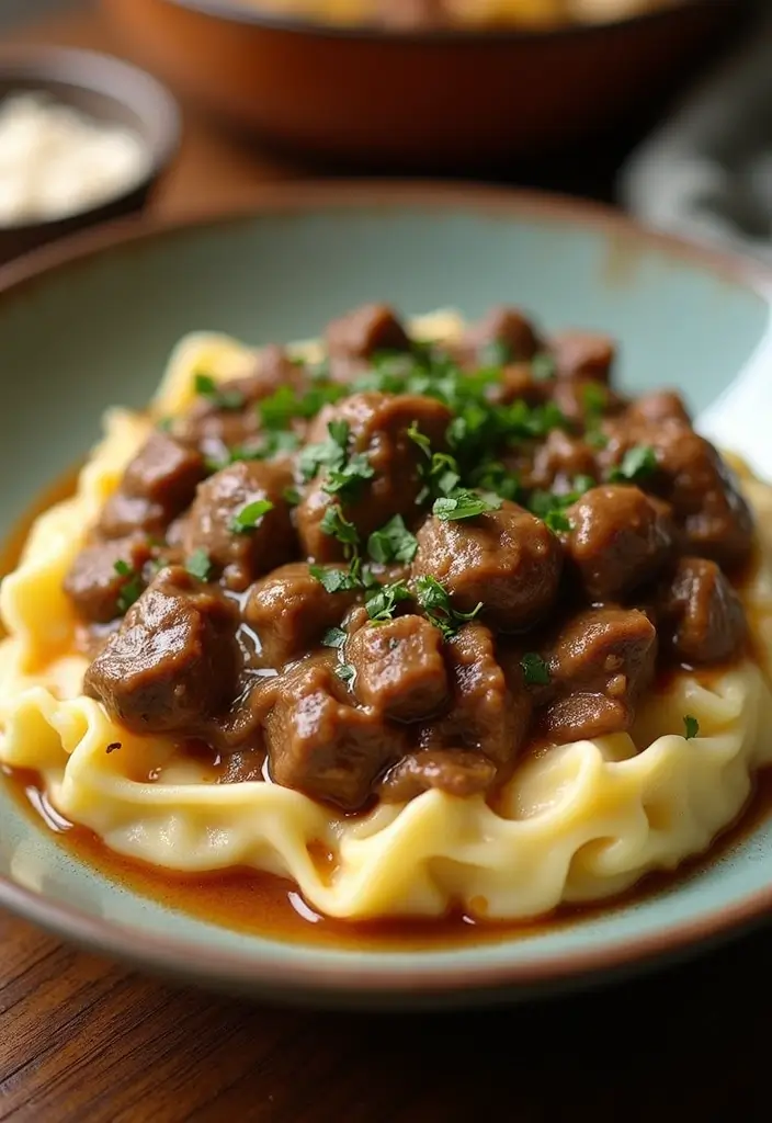 28 Meat and Potato Recipes That Satisfy Every Craving - 9. Beef Stroganoff with Noodles and Potatoes