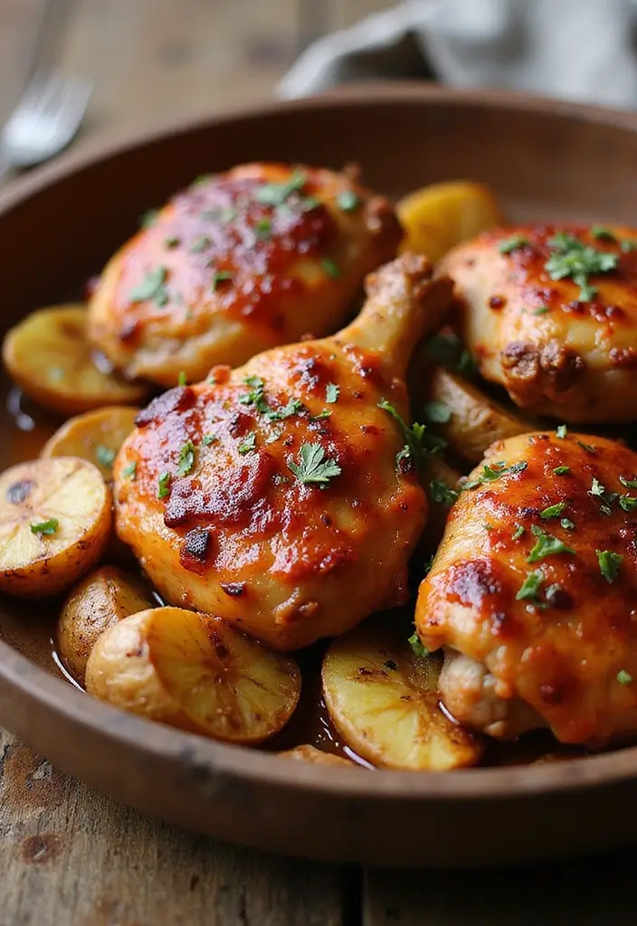 28 One-Pan Chicken Recipes That Save Time and Dishes - 10. BBQ Chicken and Potatoes
