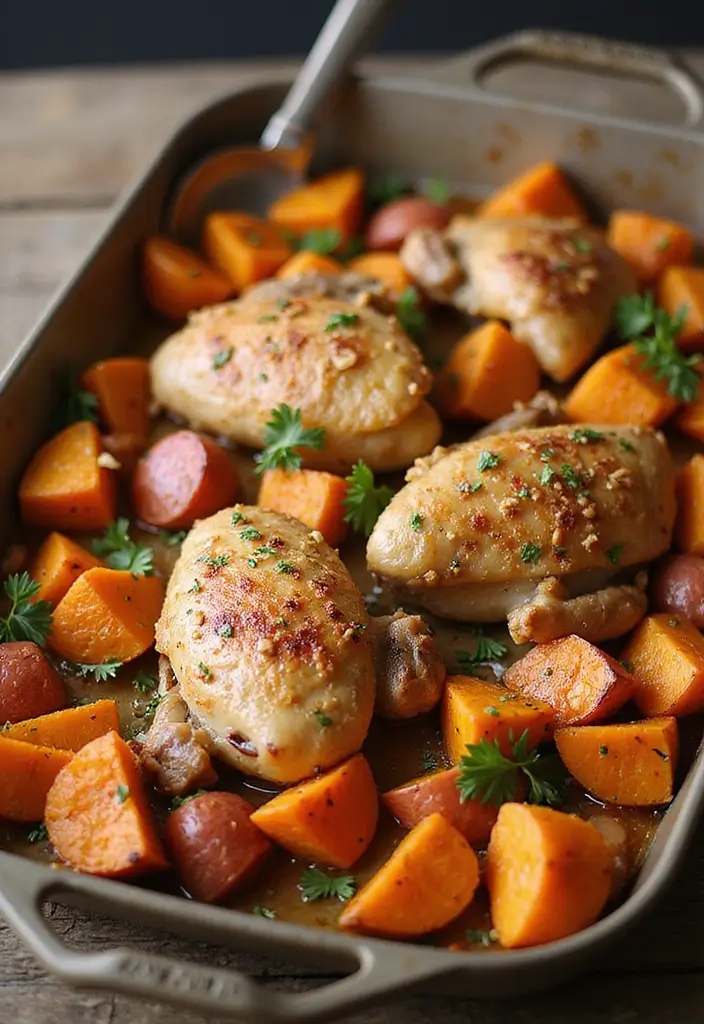 28 One-Pan Chicken Recipes That Save Time and Dishes - 22. One-Pan Chicken and Sweet Potatoes