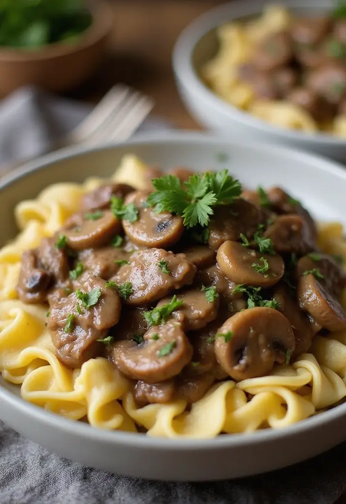 28 Pan-Seared Steak Recipes for Perfect Crusts - 24. Steak and Mushroom Stroganoff