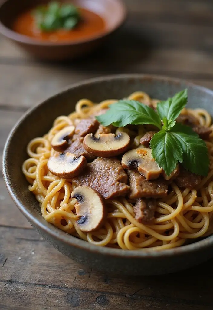 28 Pork Noodle Recipes for Cozy Evenings - 13. Pork and Mushroom Noodles