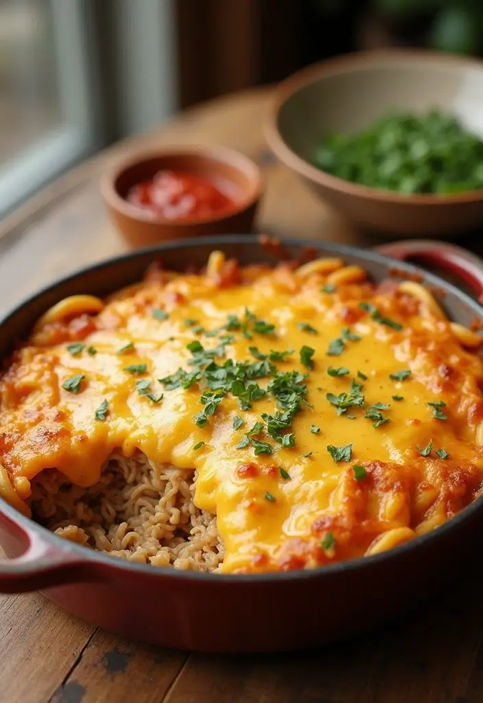 28 Pork Noodle Recipes for Cozy Evenings - 18. Cheesy Pork Noodle Bake