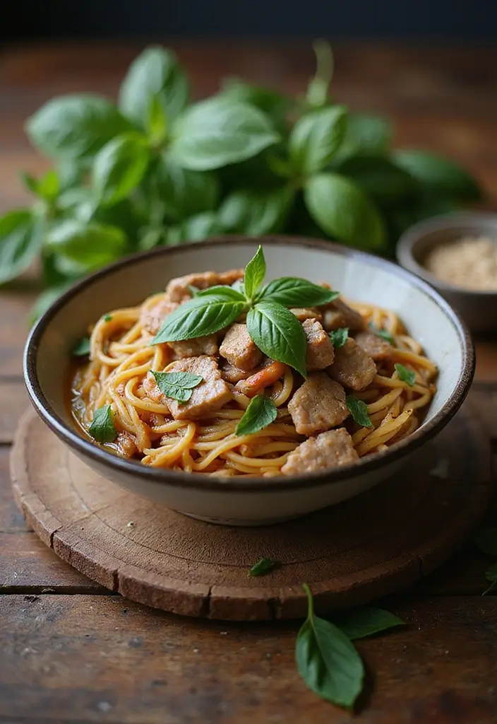 28 Pork Noodle Recipes for Cozy Evenings - 28. Pork and Basil Noodles
