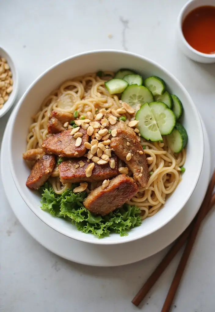 28 Pork Noodle Recipes for Cozy Evenings - 8. Garlic Pork Noodle Bowls