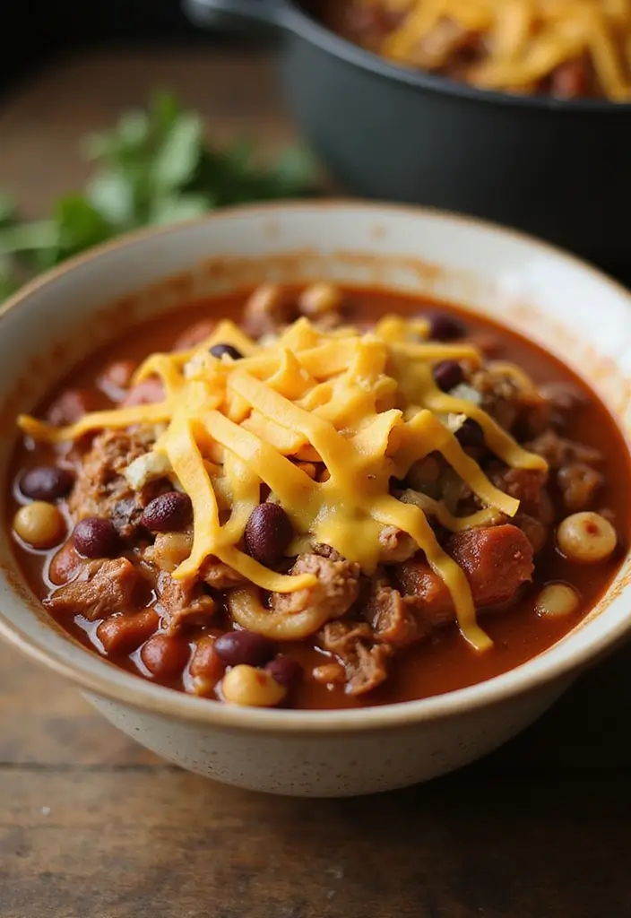 28 Shredded Beef Recipes Perfect for Tacos and Sandwiches - 21. Shredded Beef and Bean Chili Mac