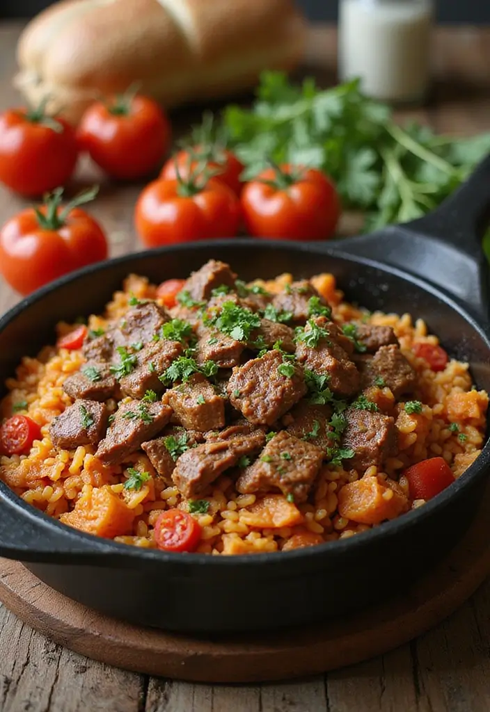 28 Shredded Beef Recipes Perfect for Tacos and Sandwiches - 22. Shredded Beef and Rice Skillet