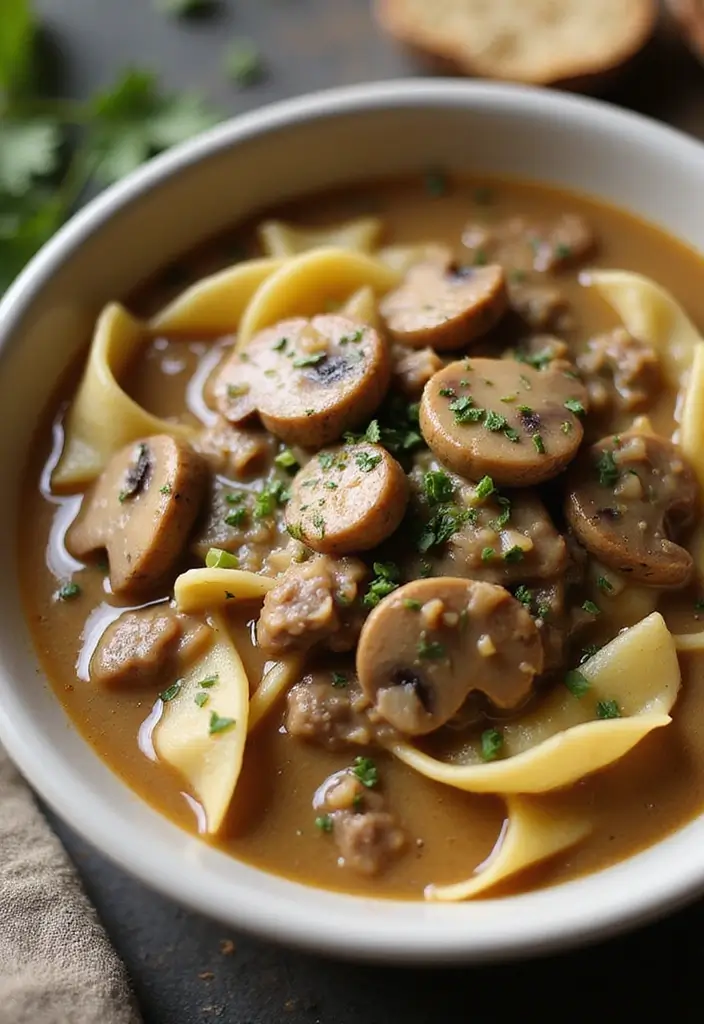 28 Slow Cooker Meat Recipes That Melt in Your Mouth - 18. Beef Stroganoff Soup