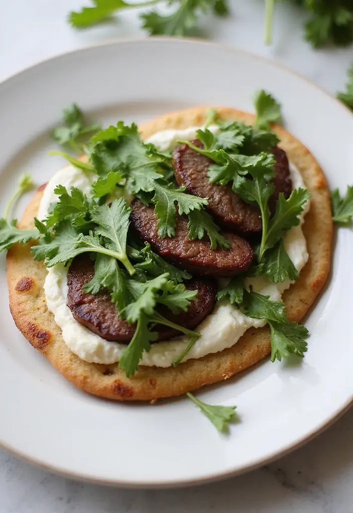 28 Steak Breakfast Recipes to Start Strong - 18. Steak and Ricotta Flatbread