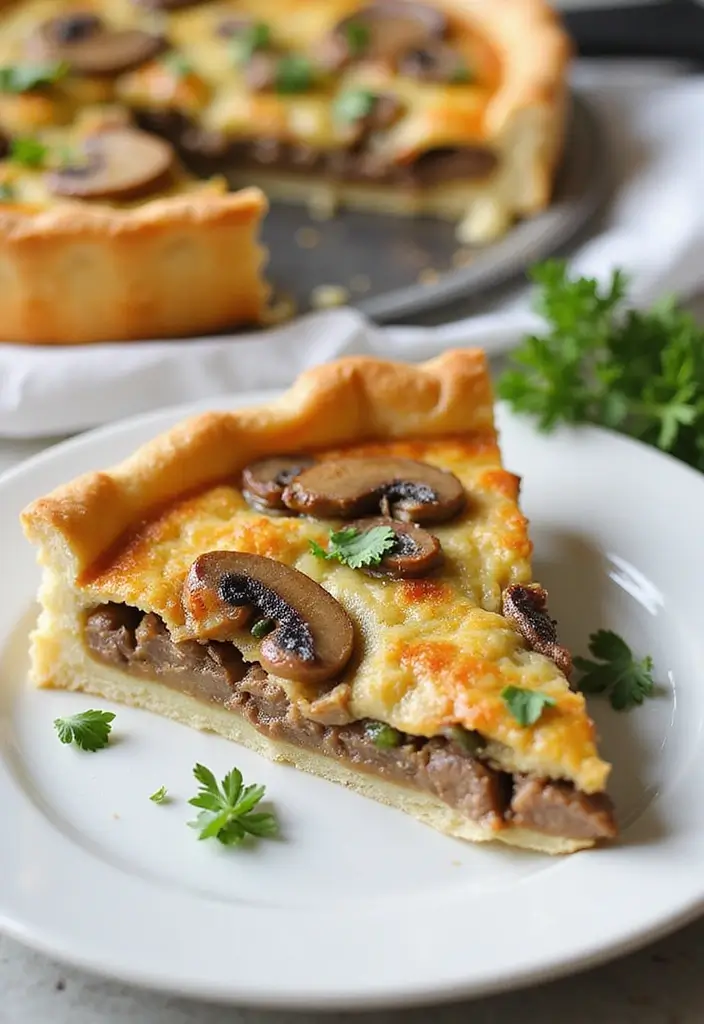 28 Steak Breakfast Recipes to Start Strong - 8. Steak and Mushroom Quiche