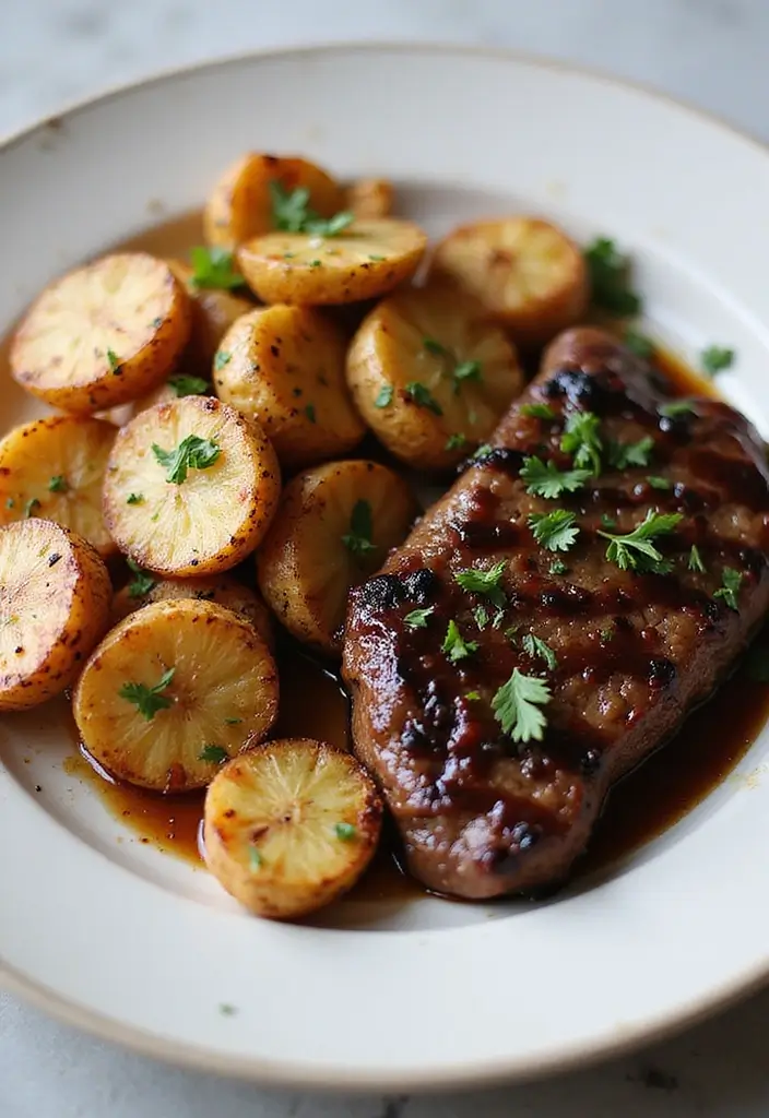 28 Steak and Potato Recipes for True Comfort Food - 10. Balsamic Glazed Steak and Roasted Potatoes